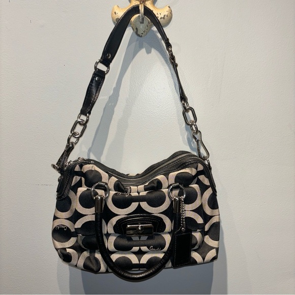 Coach Kristin Purse Graphic Jacquard Shoulder Bag‎ Opa Print Chain Link Bag Y2K - Picture 1 of 16